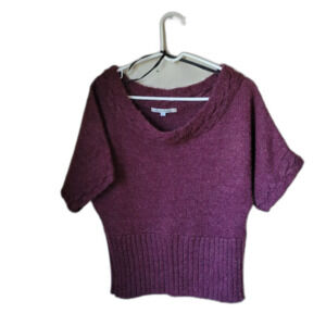 American Rag short sleeve sweater with braided scoop neck, size L